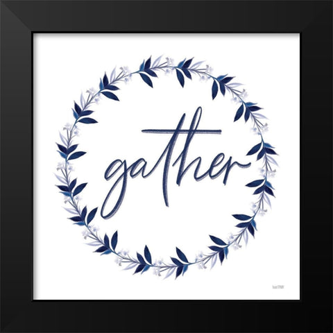 Gather Wreath Black Modern Wood Framed Art Print by House Fenway