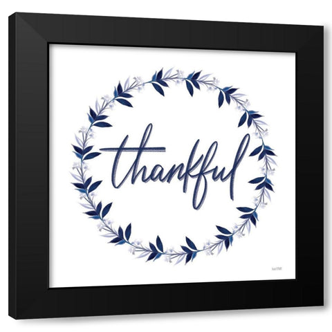 Thankful Wreath Black Modern Wood Framed Art Print with Double Matting by House Fenway