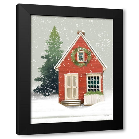 Home for Christmas Black Modern Wood Framed Art Print by House Fenway