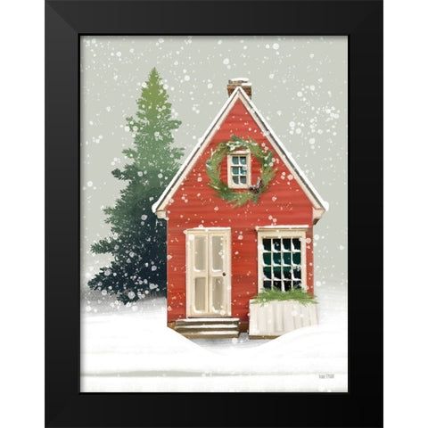 Home for Christmas Black Modern Wood Framed Art Print by House Fenway