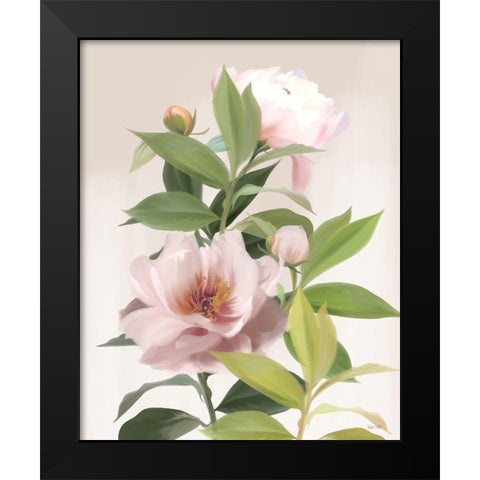 Washed Peonies Black Modern Wood Framed Art Print by House Fenway