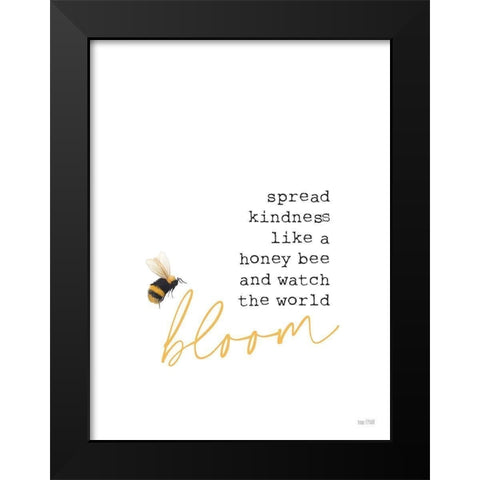 Spread Kindness Black Modern Wood Framed Art Print by House Fenway
