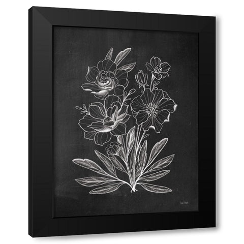 Vintage Chalkboard Flowers     Black Modern Wood Framed Art Print with Double Matting by House Fenway