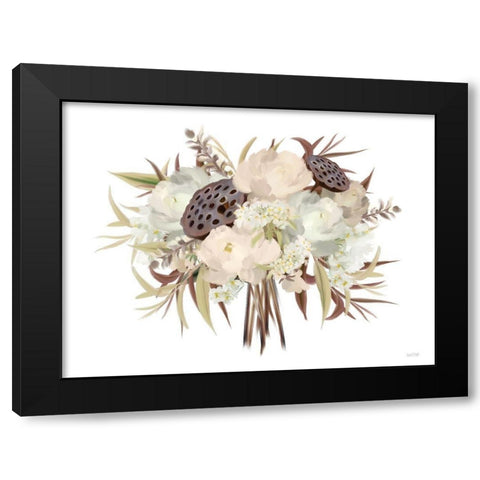 Autumn Boho Bouquet Black Modern Wood Framed Art Print with Double Matting by House Fenway