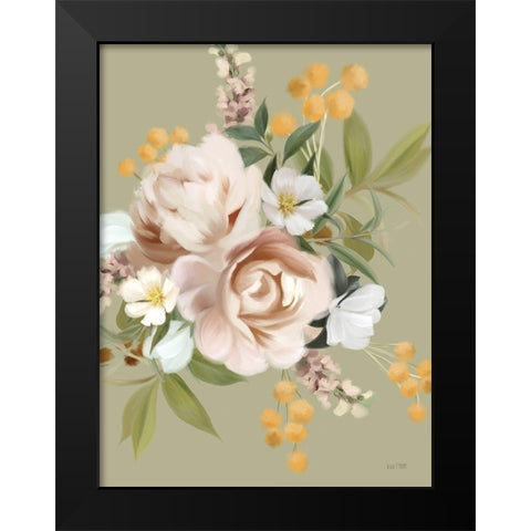 Moody Peonies Black Modern Wood Framed Art Print by House Fenway