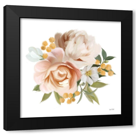 Peony Cluster Black Modern Wood Framed Art Print with Double Matting by House Fenway