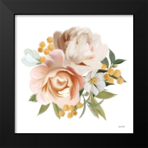 Peony Cluster Black Modern Wood Framed Art Print by House Fenway