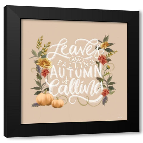Autumn is Calling Black Modern Wood Framed Art Print by House Fenway