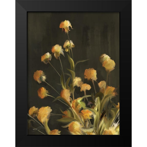 Golden Yarrow Black Modern Wood Framed Art Print by House Fenway