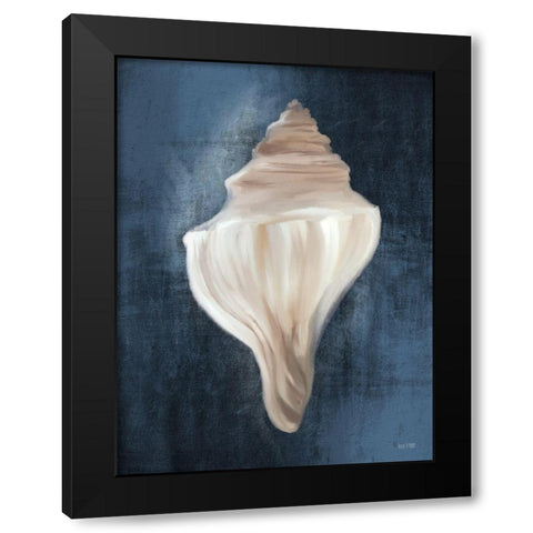 Conch Shell Blues I Black Modern Wood Framed Art Print by Malkowski, Melissa