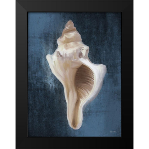 Conch Shell Blues II Black Modern Wood Framed Art Print by Malkowski, Melissa