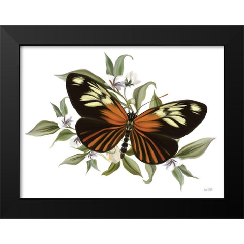 Botanical Butterfly Heliconius    Black Modern Wood Framed Art Print by House Fenway