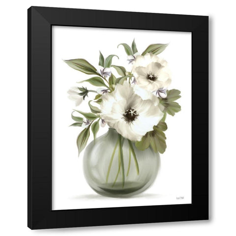 Botanical Posies Black Modern Wood Framed Art Print by House Fenway