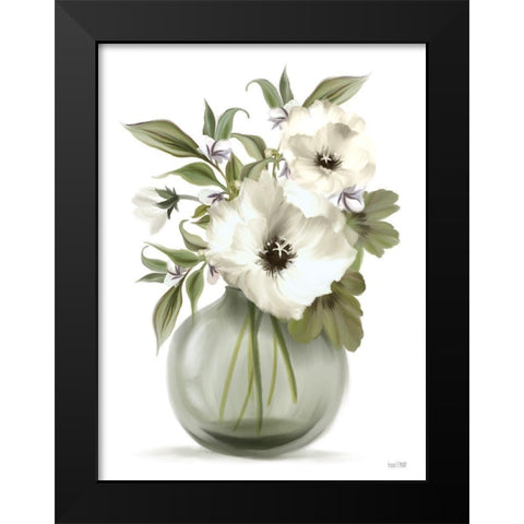 Botanical Posies Black Modern Wood Framed Art Print by House Fenway