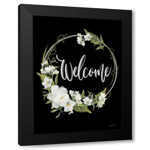Welcome Black Modern Wood Framed Art Print by House Fenway
