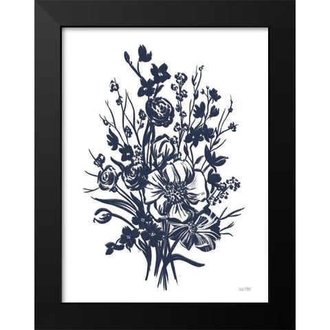 Blues in Blossom II Black Modern Wood Framed Art Print by House Fenway