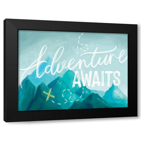 Adventure Awaits II Black Modern Wood Framed Art Print with Double Matting by House Fenway