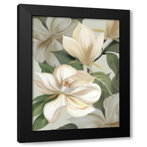 Magnolia Blossoms I Black Modern Wood Framed Art Print with Double Matting by House Fenway