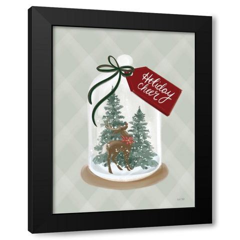 Holiday Cheer Snow Globe Black Modern Wood Framed Art Print with Double Matting by House Fenway