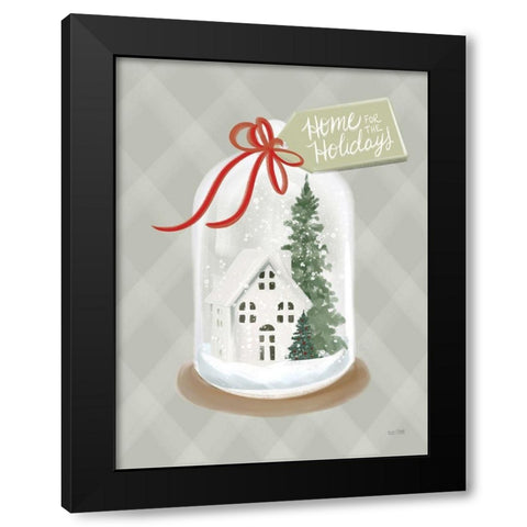 Home for the Holidays Snow Globe Black Modern Wood Framed Art Print by House Fenway