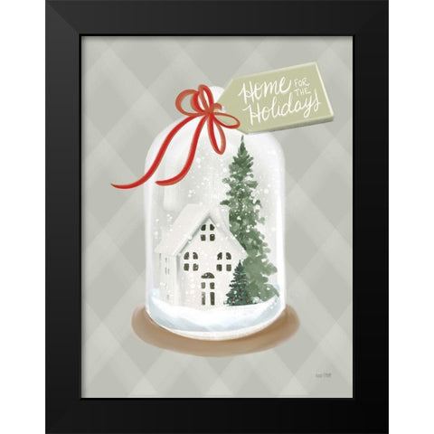 Home for the Holidays Snow Globe Black Modern Wood Framed Art Print by House Fenway