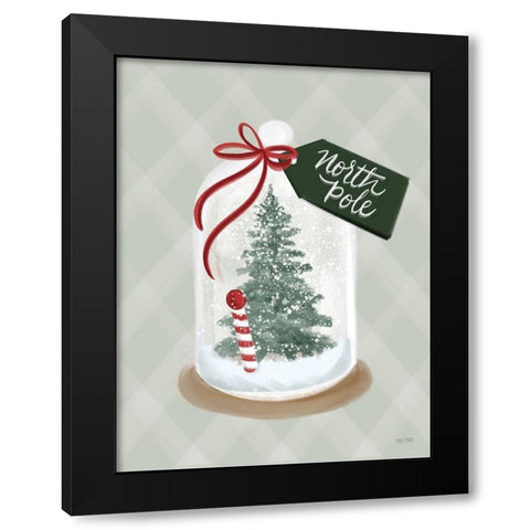 North Pole Snow Globe Black Modern Wood Framed Art Print by House Fenway