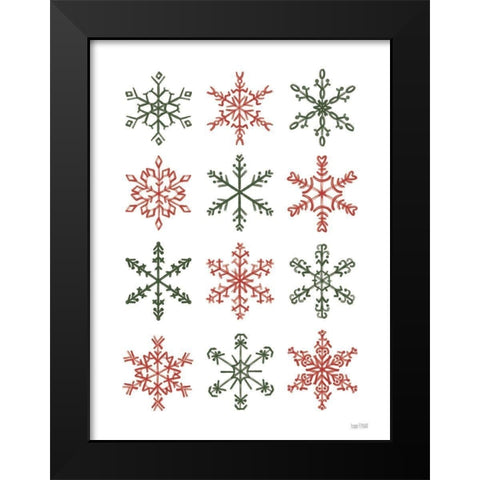 Snowflakes Black Modern Wood Framed Art Print by House Fenway