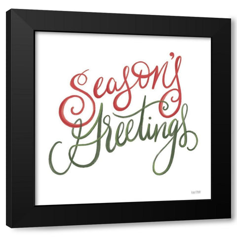 Seasons Greetings Black Modern Wood Framed Art Print by House Fenway