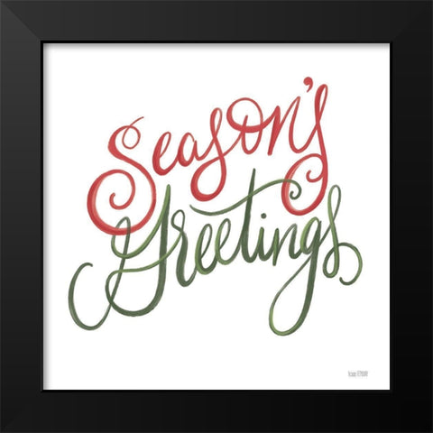 Seasons Greetings Black Modern Wood Framed Art Print by House Fenway