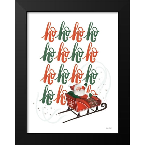 Ho Ho Ho Black Modern Wood Framed Art Print by House Fenway