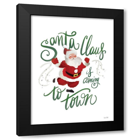 Santa is Coming to Town Black Modern Wood Framed Art Print with Double Matting by House Fenway
