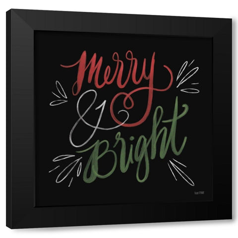 Merry And Bright Black Modern Wood Framed Art Print with Double Matting by House Fenway