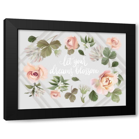 Let Your Dreams Blossom Black Modern Wood Framed Art Print with Double Matting by House Fenway