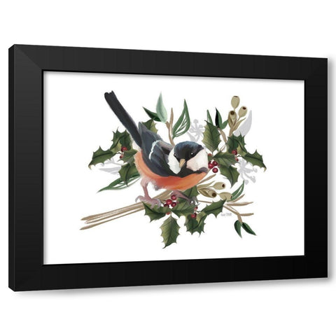 Christmas Songbird I    Black Modern Wood Framed Art Print with Double Matting by House Fenway