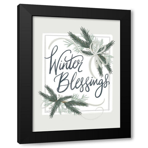 Winter Blessings Black Modern Wood Framed Art Print with Double Matting by House Fenway