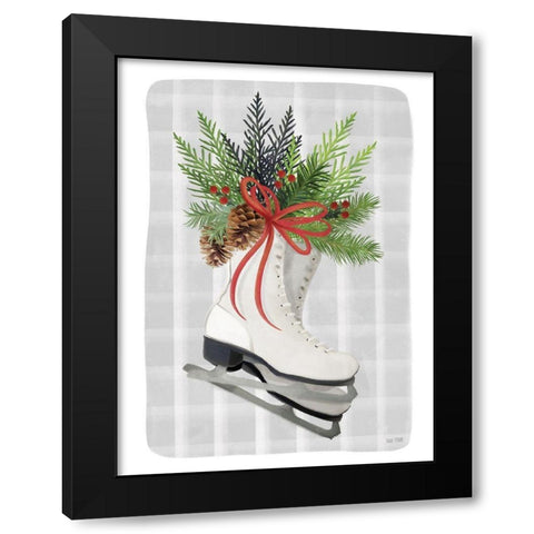 Christmas Skates Black Modern Wood Framed Art Print by House Fenway