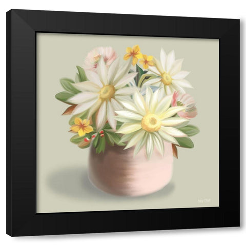 Sunny Floral Bouquet Black Modern Wood Framed Art Print with Double Matting by House Fenway