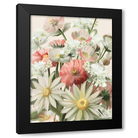 Summer Wildflowers Black Modern Wood Framed Art Print with Double Matting by House Fenway