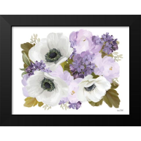 Lilacs and Anemones Black Modern Wood Framed Art Print by House Fenway