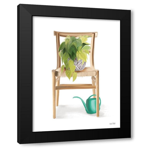 Plant Lover Wicker Chair Black Modern Wood Framed Art Print by House Fenway
