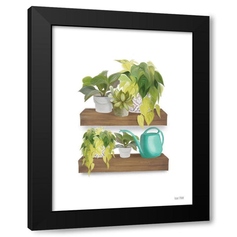 Plant Lover Shelves Black Modern Wood Framed Art Print with Double Matting by House Fenway