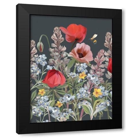 Summer Garden Buzz Black Modern Wood Framed Art Print by House Fenway