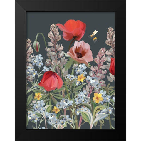 Summer Garden Buzz Black Modern Wood Framed Art Print by House Fenway