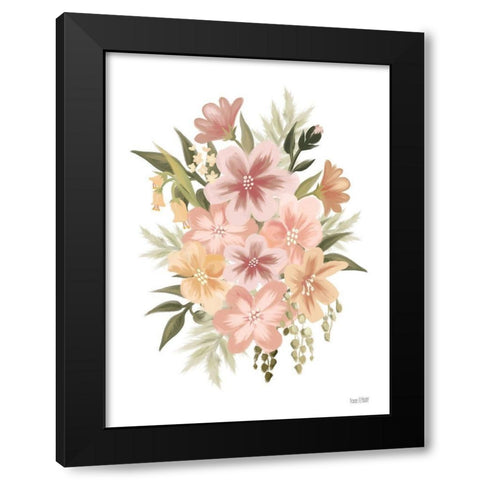 Peachy Petals Black Modern Wood Framed Art Print with Double Matting by House Fenway