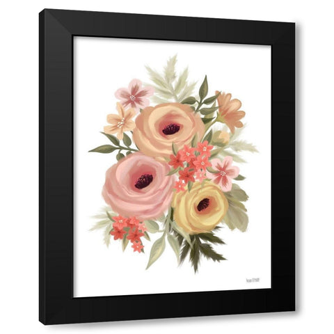 Rosey Ranunculus Black Modern Wood Framed Art Print with Double Matting by House Fenway