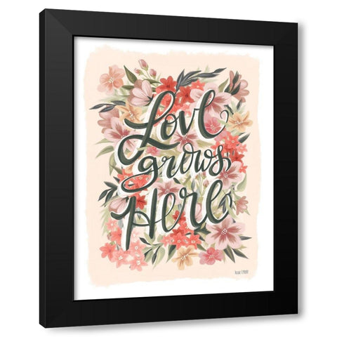 Love Grows Here Black Modern Wood Framed Art Print with Double Matting by House Fenway