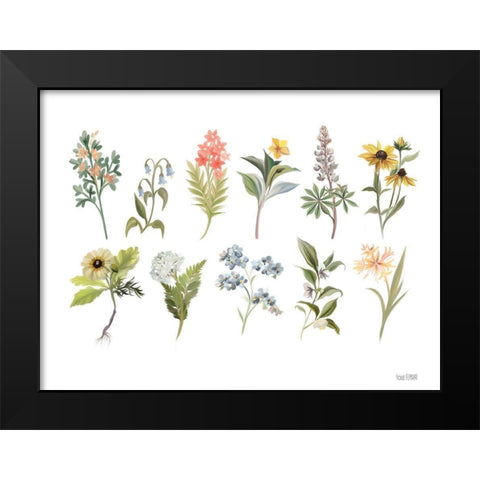 Spring Botanicals Black Modern Wood Framed Art Print by House Fenway