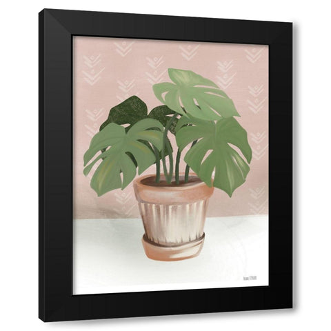 House Monstera Plant Black Modern Wood Framed Art Print by House Fenway