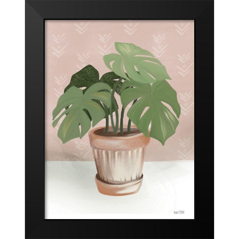 House Monstera Plant Black Modern Wood Framed Art Print by House Fenway