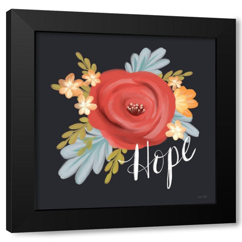 Hope Floral Black Modern Wood Framed Art Print by House Fenway